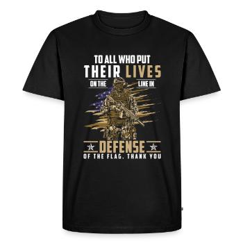 Military Border Peace Flag - Men's Premium Organic T-Shirt - black - Front - Nico (187cm)