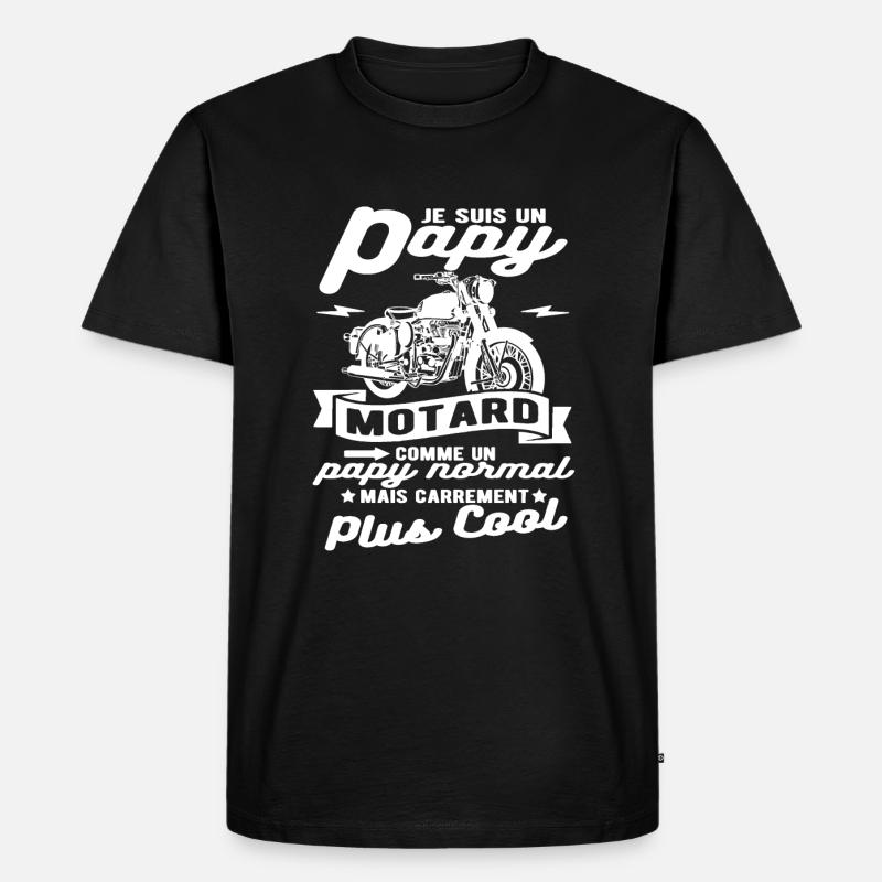 Opa Biker Motorrad - Männer Premium Bio T-Shirt - Schwarz