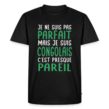 Je ne suis pas parfait mais je suis Congolais - T-shirt Premium bio Homme - noir - Devant - Nico (187cm)