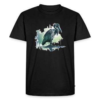 Shoebill watercolor - Men's Premium Organic T-Shirt - black - Front - Nico (187cm)
