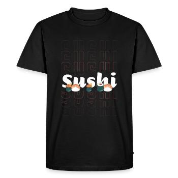 Sushi Poisson Kawaii - T-shirt Premium bio Homme - noir - Devant - Nico (187cm)