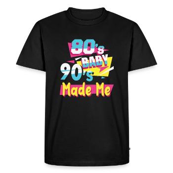 Retro 80s Baby 90s Made Me Nineties Gifts - Men's Premium Organic T-Shirt - black - Front - Nico (187cm)
