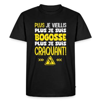 plus je vieillis plus je suis craquant - T-shirt Premium bio Homme - noir - Devant - Nico (187cm)