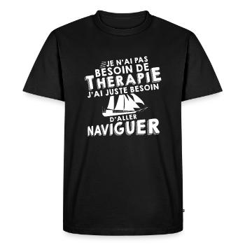 Thérapie - naviguer - T-shirt Premium bio Homme - noir - Devant - Nico (187cm)