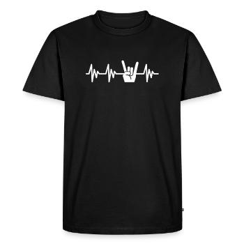 Devil Horns Metal Fork Heartbeat Herzschlag Rock - Männer Premium Bio T-Shirt - Schwarz - Vorne - Nico (187cm)