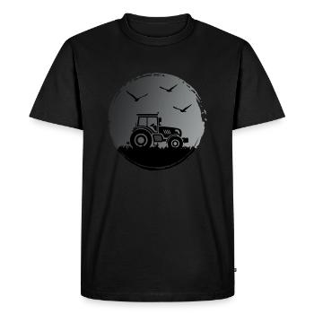 Tractor Tractor driver "Harvest in the moonlight" - Men's Premium Organic T-Shirt - black - Front - Nico (187cm)