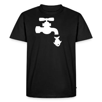 goutte de poisson robinet blanc - T-shirt Premium bio Homme - noir - Devant - Nico (187cm)