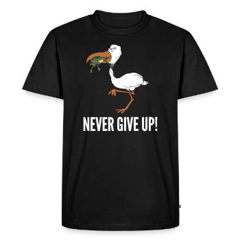 Never Give Up - Männer Premium Bio T-Shirt - Schwarz - Vorne - Nico (187cm)
