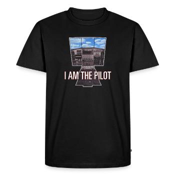 JE SUIS LE PILOTE, Jeu en 3D, Cockpit Sky - Cadeau - T-shirt Premium bio Homme - noir - Devant - Nico (187cm)