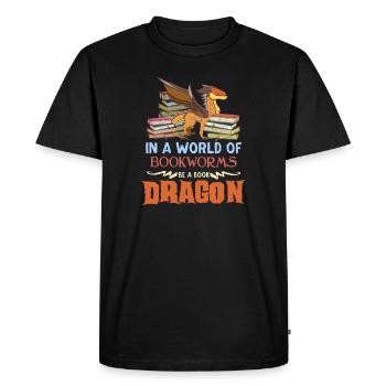 Bookworm bookworm livres dragon amoureux du livre - T-shirt Premium bio Homme - noir - Devant - Nico (187cm)