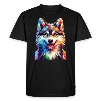 Loup polygonal - T-shirt Premium bio Homme - noir - Devant - Nico (187cm)