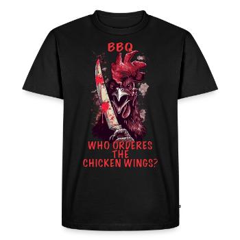 Chicken BBQ Chicken Wings Grilling Slaughterhouse - Men's Premium Organic T-Shirt - black - Front - Nico (187cm)