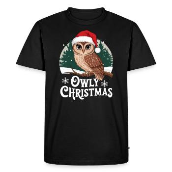 Owl Christmas Owls Christmas Sweater Funny - Men's Premium Organic T-Shirt - black - Front - Nico (187cm)