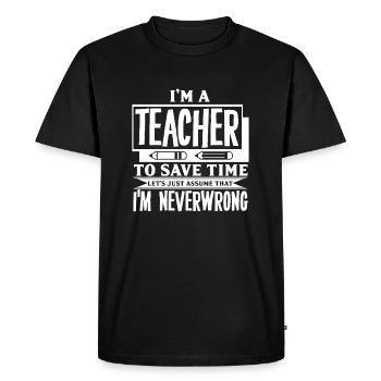professeur - T-shirt Premium bio Homme - noir - Devant - Nico (187cm)