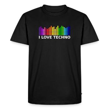 I Love Techno - Männer Premium Bio T-Shirt - Schwarz - Vorne - Nico (187cm)