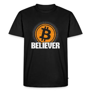 Believer - Bitcoin Blockchain - Men's Premium Organic T-Shirt - black - Front - Nico (187cm)
