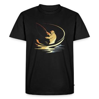 Fishing Sketch Retro - Men's Premium Organic T-Shirt - black - Front - Nico (187cm)