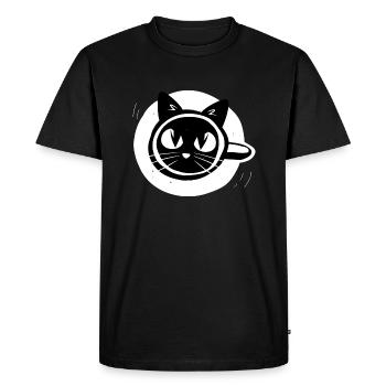 Visage de chat dans une tasse de café - T-shirt Premium bio Homme - noir - Devant - Nico (187cm)