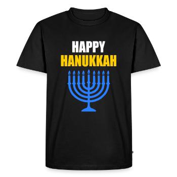 HAPPY HANUKKAH - T-shirt Premium bio Homme - noir - Devant - Nico (187cm)