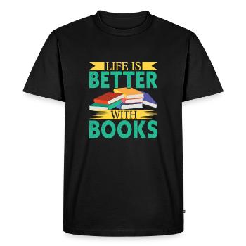 La vie est meilleure avec les livres - T-shirt Premium bio Homme - noir - Devant - Nico (187cm)
