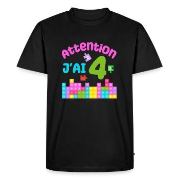 Cadeau 4 ans Anniversaire J'ai 4ans - T-shirt Premium bio Homme - noir - Devant - Nico (187cm)