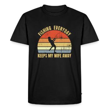 Husband Fischer Saying - Men's Premium Organic T-Shirt - black - Front - Nico (187cm)