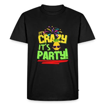 Wrapper - C’est fou c’est la fête ananas - T-shirt Premium bio Homme - noir - Devant - Nico (187cm)