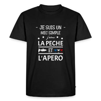 pêche humour - T-shirt Premium bio Homme - noir - Devant - Nico (187cm)