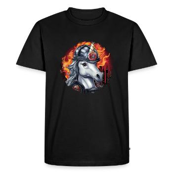Brigade de pompiers licorne - T-shirt Premium bio Homme - noir - Devant - Nico (187cm)