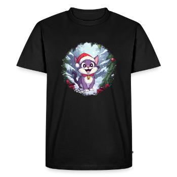 Noël chat - T-shirt Premium bio Homme - noir - Devant - Nico (187cm)