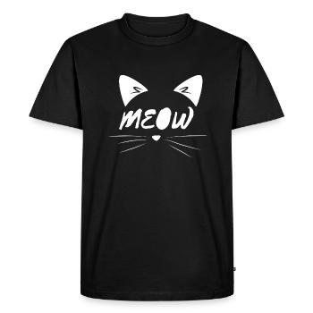 Visage de chat - T-shirt Premium bio Homme - noir - Devant - Nico (187cm)