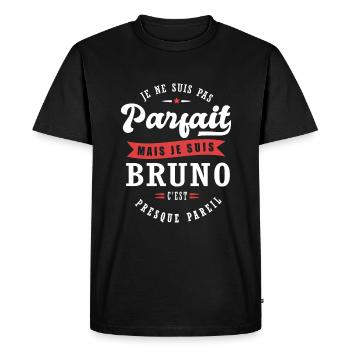 Bruno Parfait Cadeau prenom bruno - T-shirt Premium bio Homme - noir - Devant - Nico (187cm)