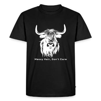 Highland Cow Messy Hair Don't Care Cow Farm - T-shirt Premium bio Homme - noir - Devant - Nico (187cm)