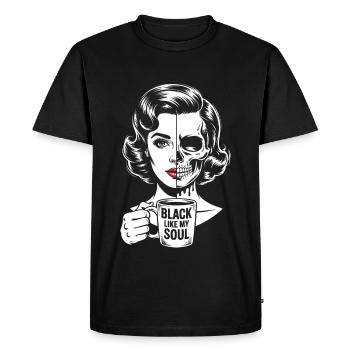 Noir comme mon âme ! Goth Café Emo Girl - T-shirt Premium bio Homme - noir - Devant - Nico (187cm)