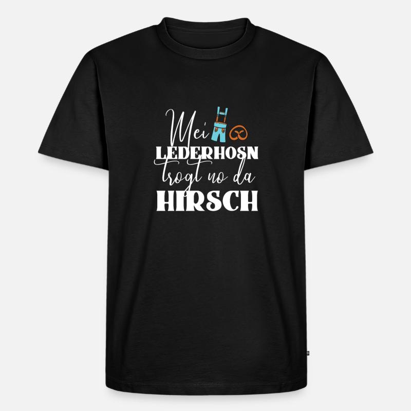 Lederhose Bier Party Feiern Hirsch - Männer Premium Bio T-Shirt - Schwarz