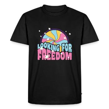 Looking for freedom retro peace hippie gift - Men's Premium Organic T-Shirt - black - Front - Nico (187cm)