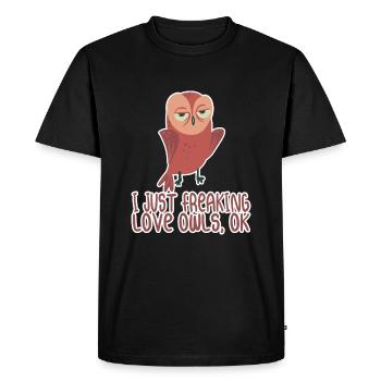 Chouette - j'adore les hiboux - T-shirt Premium bio Homme - noir - Devant - Nico (187cm)