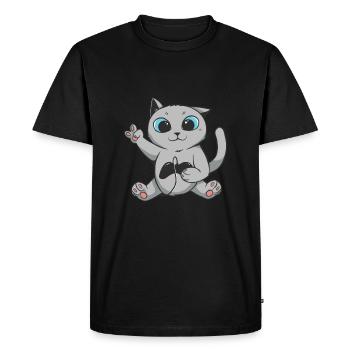 Britannique Gamer Cheveux courts Chat Jeu Chiot - T-shirt Premium bio Homme - noir - Devant - Nico (187cm)