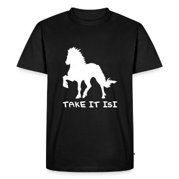 Chevaux islandais Isi Chevaux d’Islande Proverbe Chevaux - T-shirt Premium bio Homme - noir - Devant - Nico (187cm)