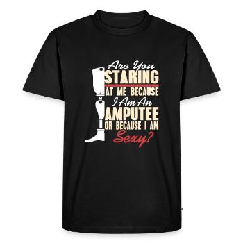 Me regardes-tu parce que je suis amputé ? - T-shirt Premium bio Homme - noir - Devant - Nico (187cm)