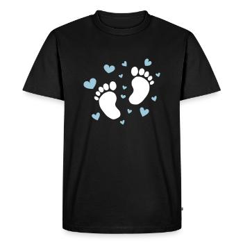 Bébé pieds coeur bébé Grossesse Naissance - T-shirt Premium bio Homme - noir - Devant - Nico (187cm)