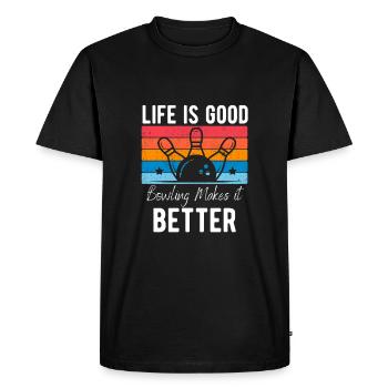 Bowling - Men's Premium Organic T-Shirt - black - Front - Nico (187cm)