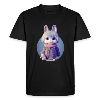 Lapin mignon avec son jouet - T-shirt Premium bio Homme - noir - Devant - Nico (187cm)