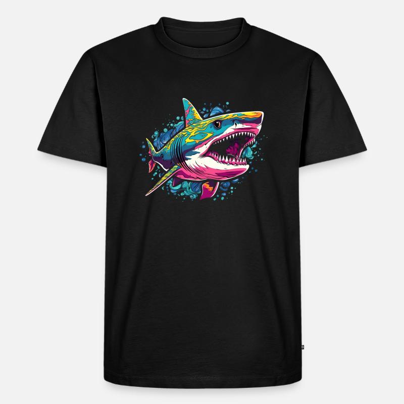 Hai - Männer Premium Bio T-Shirt - Schwarz