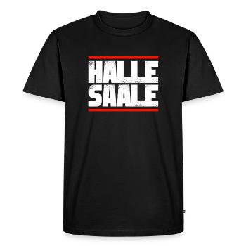 Hall Saale - Men's Premium Organic T-Shirt - black - Front - Nico (187cm)