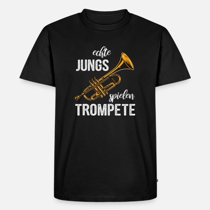 Trompete echte Jungs - Männer Premium Bio T-Shirt - Schwarz