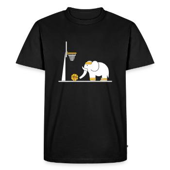 Éléphant joue au basketball - T-shirt Premium bio Homme - noir - Devant - Nico (187cm)