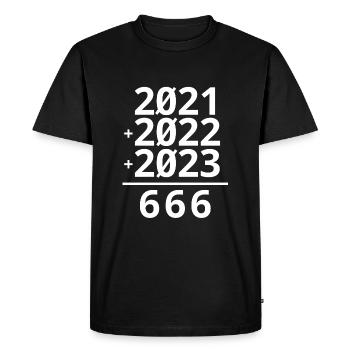 année 2023, 2023 humour, 666 - T-shirt Premium bio Homme - noir - Devant - Nico (187cm)