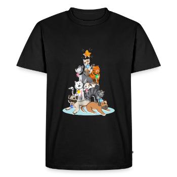 Arbre de Noël Chats Chat Chiens - T-shirt Premium bio Homme - noir - Devant - Nico (187cm)