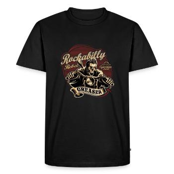 Rockabilly Rebel Gasoline Bandit Greaser Biker - Männer Premium Bio T-Shirt - Schwarz - Vorne - Nico (187cm)